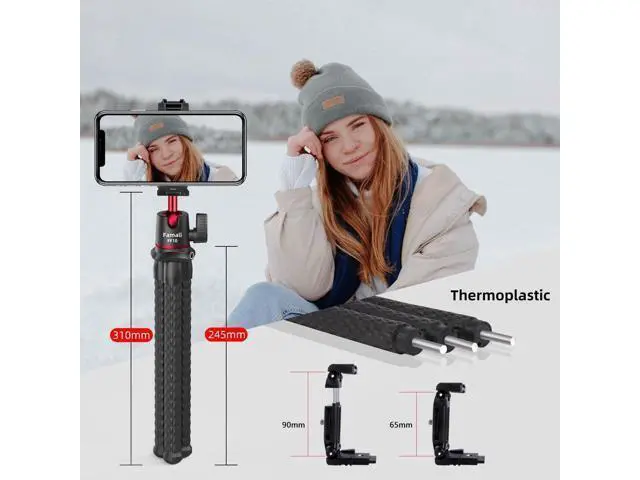 Alt view image 5 of 7 - Camera Tripod, Famall Flexible Tripod Stand for Phone with Cold Shoe Phone Mount for iPhone Canon Nikon Sony Cameras