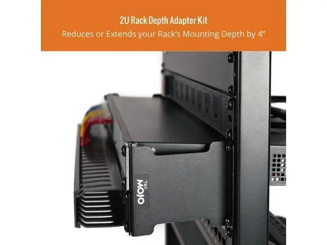 Alt view image 3 of 6 - Tecmojo Server Rack Depth Extender - 2U - 4inch Depth - TAA Compliant - Recessed Rack Adapter - Rack Mount Adapter Kit - Network Rack Extender