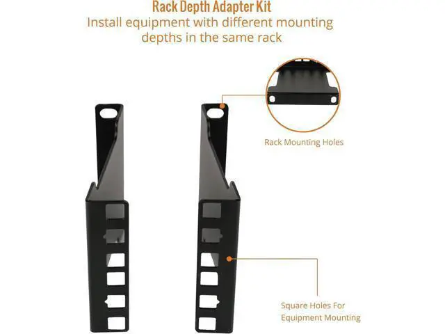 Alt view image 4 of 6 - Tecmojo Server Rack Depth Extender - 2U - 4inch Depth - TAA Compliant - Recessed Rack Adapter - Rack Mount Adapter Kit - Network Rack Extender