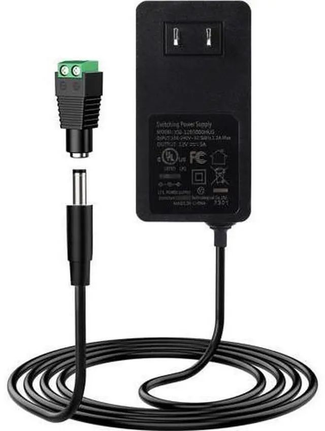 Main image of 12V 5A DC Power Supply Adapter,UL Listed 12V 60W Power Supply with 5.5x2.1mm Plug&LED Plug,100V-240V 50-60Hz AC/DC Power Adapter 12 Volt 5Amp Power Supply for LED Strip Lights CCTV Camera