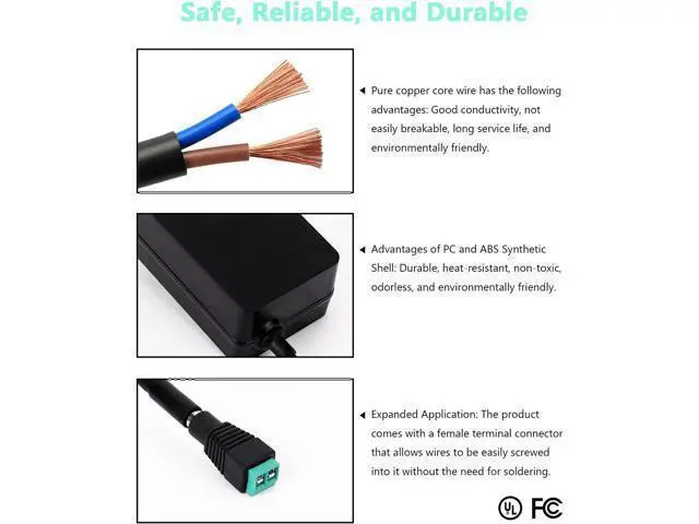 Alt view image 3 of 7 - 12V 5A DC Power Supply Adapter,UL Listed 12V 60W Power Supply with 5.5x2.1mm Plug&LED Plug,100V-240V 50-60Hz AC/DC Power Adapter 12 Volt 5Amp Power Supply for LED Strip Lights CCTV Camera