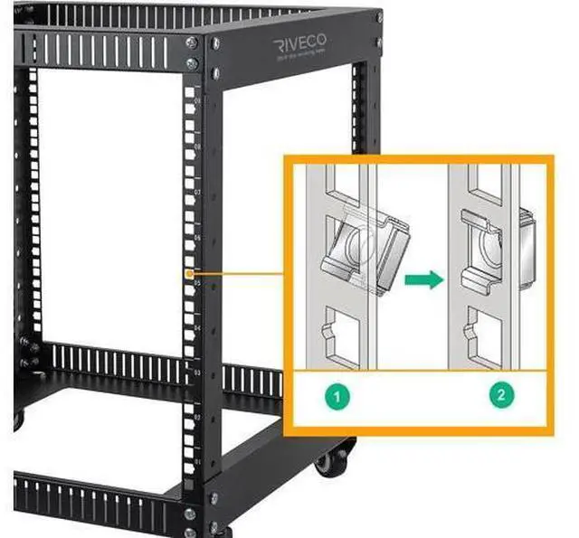 Alt view image 7 of 7 - RIVECO Rack Screws & Cage Nuts for Server Cabinets & Racks Mounting Network Equipment Clip Nuts 50 Sets M6 x 16mm Black
