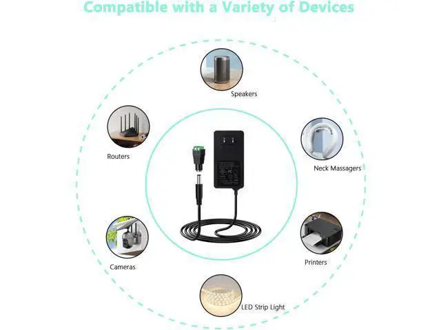 Alt view image 6 of 7 - 12V 5A DC Power Supply Adapter,UL Listed 12V 60W Power Supply with 5.5x2.1mm Plug&LED Plug,100V-240V 50-60Hz AC/DC Power Adapter 12 Volt 5Amp Power Supply for LED Strip Lights CCTV Camera