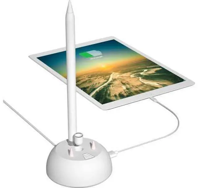 Main image of Charging Stand Compatible with Apple Pencil 1st Generation - 3 in 1 iPad Pencil Charger Dock Holder with LED Light & Pencil Tips and Cap Holder - iPad Pen Charging Adapter with USB Port