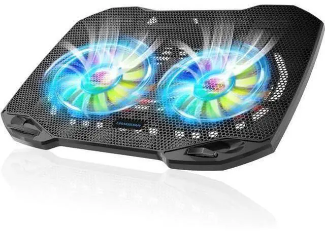 Main image of Laptop Cooling Pad, Gaming Laptop Cooler with 2 Quiet Big Fans, RGB 7 Color Light Change, Portable USB Laptop Stand 11 to 15.6 Inch, Slim and Easy Carry Working Study Outdoor Travel, 2020