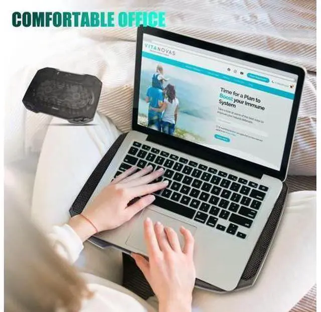 Alt view image 3 of 7 - Laptop Cooling Pad, Gaming Laptop Cooler with 2 Quiet Big Fans, RGB 7 Color Light Change, Portable USB Laptop Stand 11 to 15.6 Inch, Slim and Easy Carry Working Study Outdoor Travel, 2020