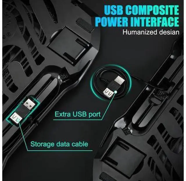 Alt view image 4 of 7 - Laptop Cooling Pad, Gaming Laptop Cooler with 2 Quiet Big Fans, RGB 7 Color Light Change, Portable USB Laptop Stand 11 to 15.6 Inch, Slim and Easy Carry Working Study Outdoor Travel, 2020
