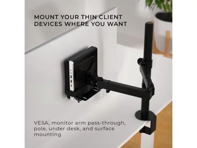Alt view image 2 of 7 - HumanCentric Thin Client Mount Bracket | Mount a Mini PC or Computer to a VESA Monitor Arm or Stand, Pole, or Under Desk or Surface