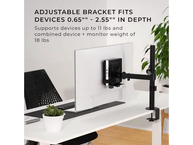 Alt view image 3 of 7 - HumanCentric Thin Client Mount Bracket | Mount a Mini PC or Computer to a VESA Monitor Arm or Stand, Pole, or Under Desk or Surface