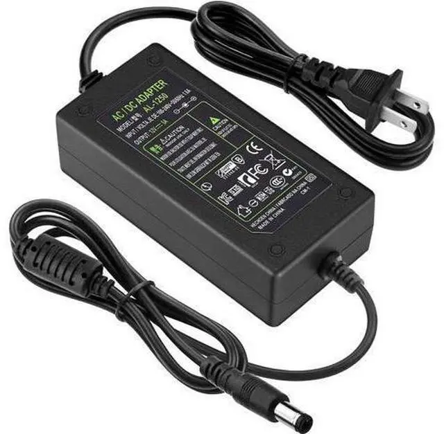 Main image of DC 12V 5A Power Supply Adapter, US Plug, 4.6FT Power Cord, AC 100-240V to DC 12V 5A Switching Transformer Jack 5.5mm x 2.5mm for LED Strip, Light, Cameras CCTV