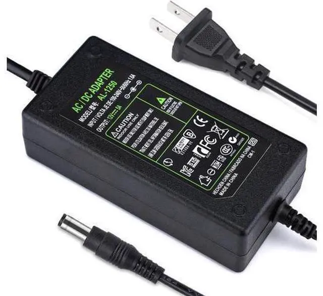 Alt view image 3 of 6 - DC 12V 5A Power Supply Adapter, US Plug, 4.6FT Power Cord, AC 100-240V to DC 12V 5A Switching Transformer Jack 5.5mm x 2.5mm for LED Strip, Light, Cameras CCTV