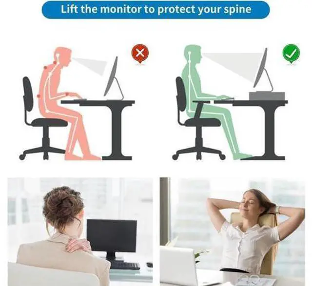 Alt view image 7 of 7 - gianotter 2-Tier Metal Monitor Stand Riser, Office Desk Storage Organizer for Computer Monitor, Laptop, Printer, Office Supplies (Purple)