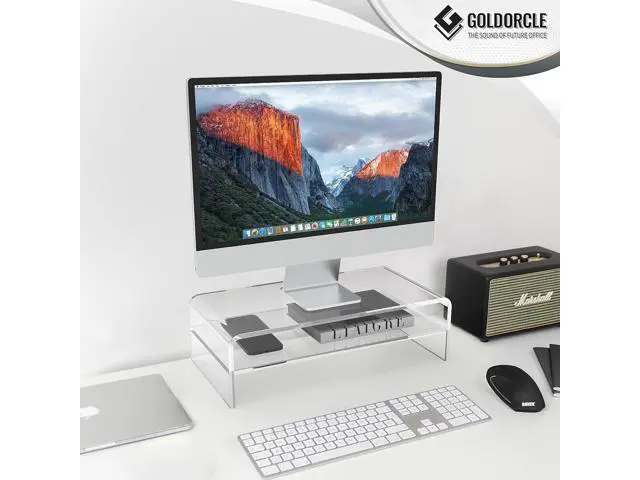Alt view image 7 of 7 - Acrylic Monitor Stand Riser Clear Computer Monitor Stand (Big)
