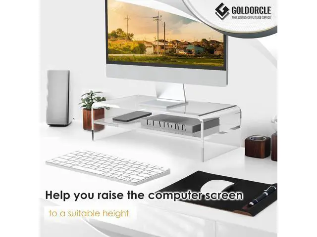 Alt view image 5 of 7 - Acrylic Monitor Stand Riser Clear Computer Monitor Stand (Big)
