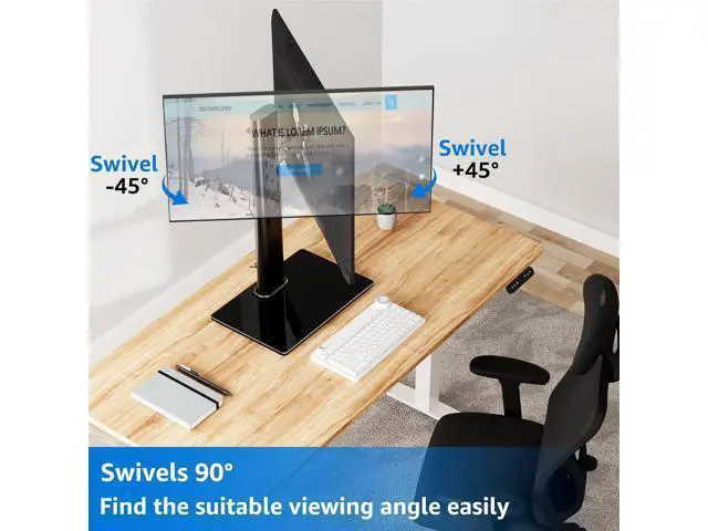 Alt view image 2 of 7 - Single Monitor Stand Fits Max 32 inch Computer Screen, Free-Standing Monitor Desk Stand Hold up to 17.6lbs, Monitor Mount with Height Adjustment, Swivel, Tilt, Rotation, VESA Mount 75/100mm