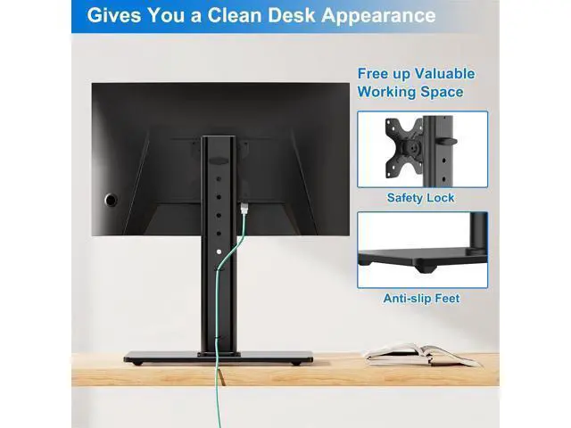 Alt view image 7 of 7 - Single Monitor Stand Fits Max 32 inch Computer Screen, Free-Standing Monitor Desk Stand Hold up to 17.6lbs, Monitor Mount with Height Adjustment, Swivel, Tilt, Rotation, VESA Mount 75/100mm