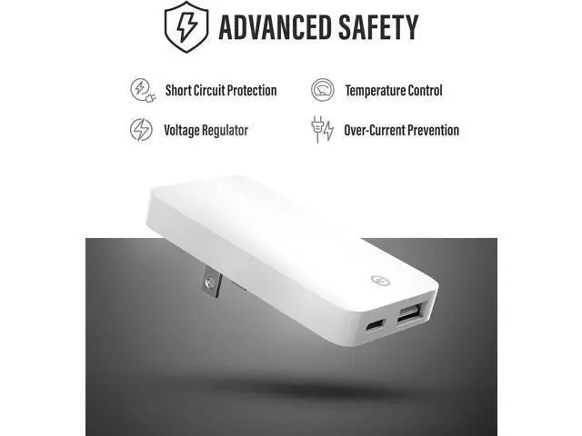 Alt view image 5 of 6 - Type C Flat Wall Charger, Galvanox Ultra Slim (Multi-Port Power Adapter) for iPhone 11/12/13/14 iPhone 15 Pro/Max and Samsung Galaxy Models, 20W Fast Charging Outlet Plug (Dual USB-C USB-A)