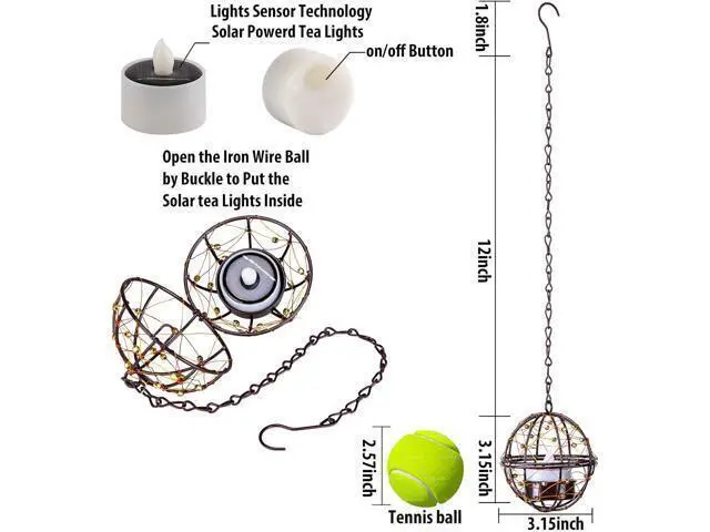 Alt view image 4 of 7 - Outdoor Solar Hanging Lanterns Waterproof, Globe Hanging Candle Holder with Flickering Solar Powered Tea Lights, Chargeable Chandelier Light for Backyard Patio Garden Fence Tree Decoration-4Pack