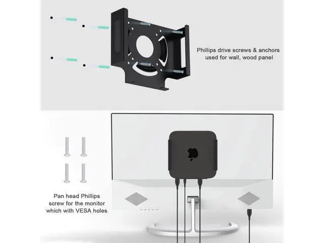 Alt view image 6 of 7 - IFCASE Mac Mini M2 Mount, Heat Dissipation Design Anti-Scratch Behind Monitor, Under Desk, Wall Mount Stand for Mac Mini 2011 to 2023 M2 Pro, Compatible with VESA Hole (Black)