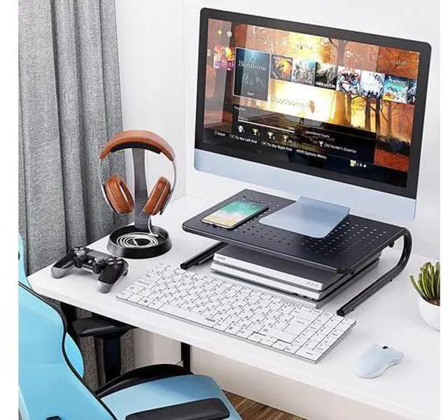 Alt view image 6 of 7 - Monitor Stand Riser, Monitor Riser, Laptop Stand for Desk, Laptop Riser, Desk Organizer for Monitor, Laptop Shelf w/Vented for Screen, Computer Stand for Laptop, PC, Printer, for Home & Office