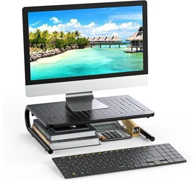Alt view image 7 of 7 - Monitor Stand Riser, Monitor Riser, Laptop Stand for Desk, Laptop Riser, Desk Organizer for Monitor, Laptop Shelf w/Vented for Screen, Computer Stand for Laptop, PC, Printer, for Home & Office