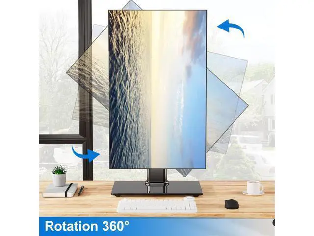 Alt view image 4 of 7 - Single Monitor Stand Fits Max 32 inch Computer Screen, Free-Standing Monitor Desk Stand Hold up to 17.6lbs, Monitor Mount with Height Adjustment, Swivel, Tilt, Rotation, VESA Mount 75/100mm