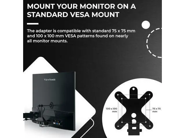 Alt view image 4 of 7 - HumanCentric VESA Mount Adapter Compatible with Viewsonic Models VX2776-smhd, VX2476-smhd, VX2376-smhd, and VX2276-smhd, Does not Work with Monitor Models Ending in -2, 75x75 and 100x100 Patterns