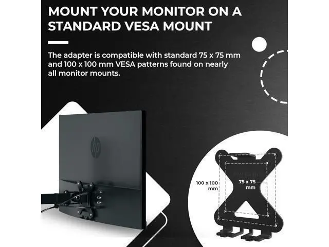 Alt view image 3 of 7 - HumanCentric VESA Mount Adapter Compatible with HP Pavilion 27xw, 25xw, 24xw, 23xw, 22xw, 22cwa, 27cw, 25cw, 24cw, 23cw, and 22cw Monitors, Works with 75x75 and 100x100mm Patterns Hardware Included