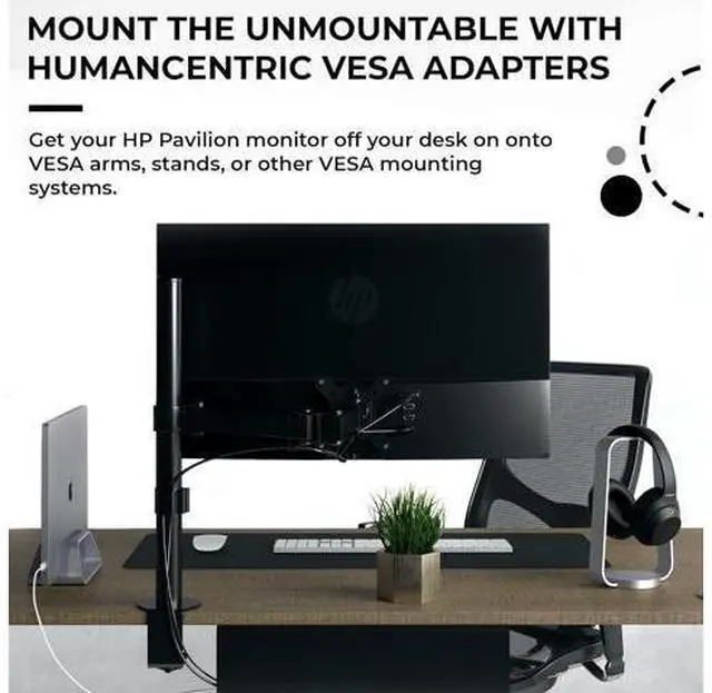 Alt view image 7 of 7 - HumanCentric VESA Mount Adapter Compatible with HP Pavilion 27xw, 25xw, 24xw, 23xw, 22xw, 22cwa, 27cw, 25cw, 24cw, 23cw, and 22cw Monitors, Works with 75x75 and 100x100mm Patterns Hardware Included
