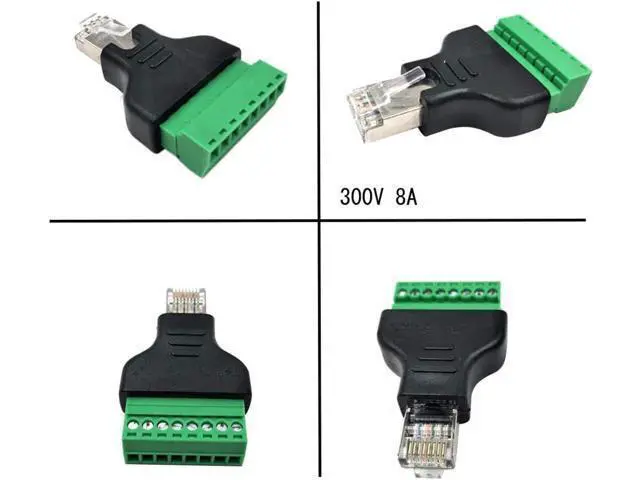 Alt view image 5 of 6 - Poyiccot RJ45 Screw Terminal Adapter/Network RJ45 Ethernet Adapter, RJ45 Breakout Board / 8p8c Male to 8 Pin AV Terminal Screw Adapter Converter Block Plug for CCTV, Cat5, Cat6 (2pack)