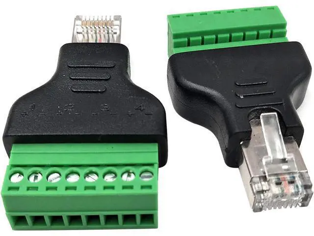 Alt view image 3 of 6 - Poyiccot RJ45 Screw Terminal Adapter/Network RJ45 Ethernet Adapter, RJ45 Breakout Board / 8p8c Male to 8 Pin AV Terminal Screw Adapter Converter Block Plug for CCTV, Cat5, Cat6 (2pack)