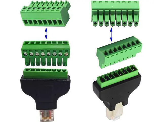 Alt view image 6 of 6 - Poyiccot RJ45 Screw Terminal Adapter/Network RJ45 Ethernet Adapter, RJ45 Breakout Board / 8p8c Male to 8 Pin AV Terminal Screw Adapter Converter Block Plug for CCTV, Cat5, Cat6 (2pack)