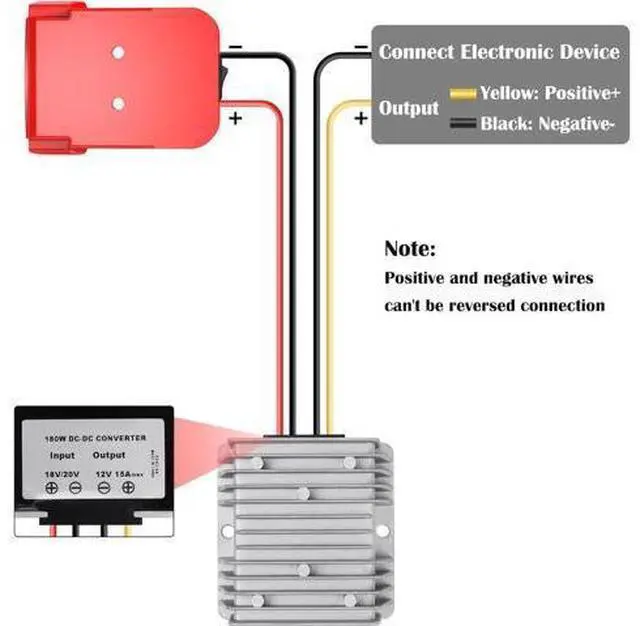 Alt view image 3 of 7 - DC Power Aadpter for Milwaukee M18 Battery 18V to 12V Step Down Voltage Converter 15A MAX 180W Inverter Automatic Buck Converter DC Voltage Regulator with Upgraded Low Voltage Protection and Switch