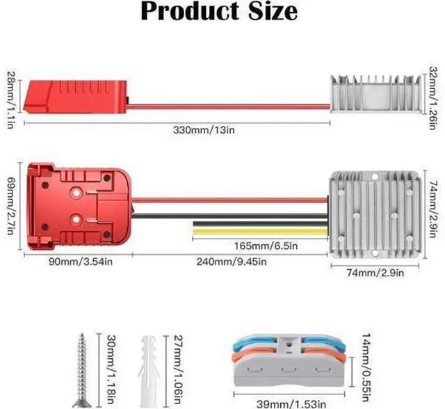 Alt view image 7 of 7 - DC Power Aadpter for Milwaukee M18 Battery 18V to 12V Step Down Voltage Converter 15A MAX 180W Inverter Automatic Buck Converter DC Voltage Regulator with Upgraded Low Voltage Protection and Switch