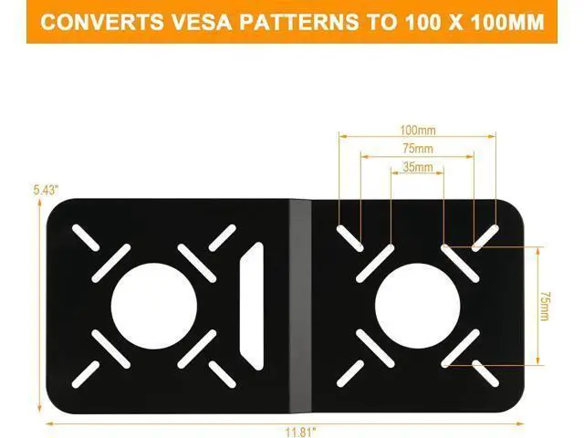Alt view image 2 of 7 - VESA Mount Adapter Extender Bracket Universal VESA Conversion Plate Compatible with Intel NUC VESA Monitor 35 by 75 mm to 100 by 100 mm Extension Plate Holder for Mini PC CPU Computer