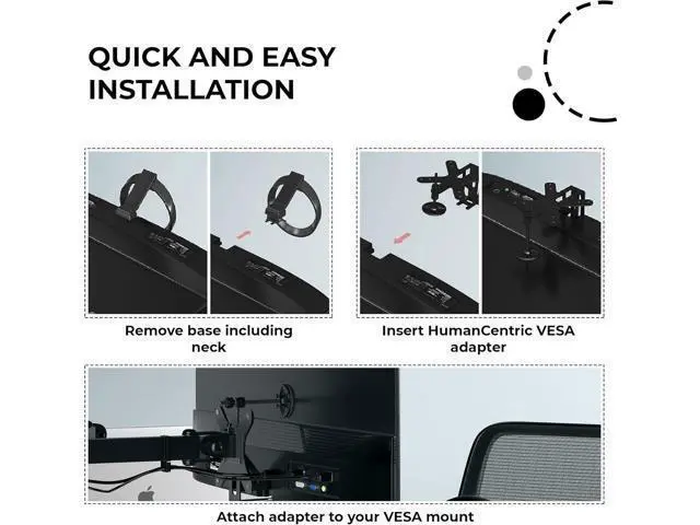 Alt view image 6 of 7 - HumanCentric VESA Mount Adapter Compatible with Viewsonic Models VX2776-smhd, VX2476-smhd, VX2376-smhd, and VX2276-smhd, Does not Work with Monitor Models Ending in -2, 75x75 and 100x100 Patterns
