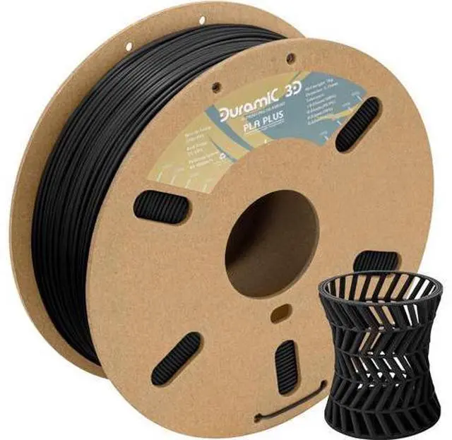 Main image of DURAMIC 3D PLA Plus Filament 1.75mm Black 1kg, 1.75 Pro Printer 8 Times Strength, 1kg Cardboard Spool Printing Dimensional Accuracy 99% +/- 0.03 mm