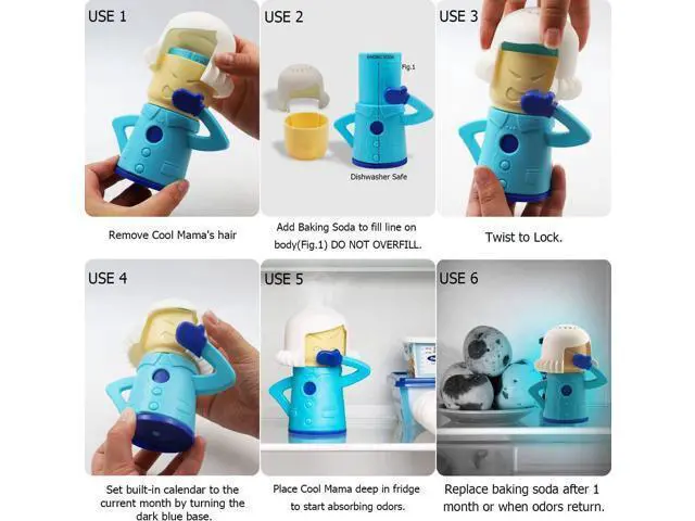 Alt view image 6 of 7 - Abnaok Angry Mom Microwave Cleaner and Chilly Mama Fridge Deodoriser 2PCS Easily Clean in Minutes for Home or Office with English Manual