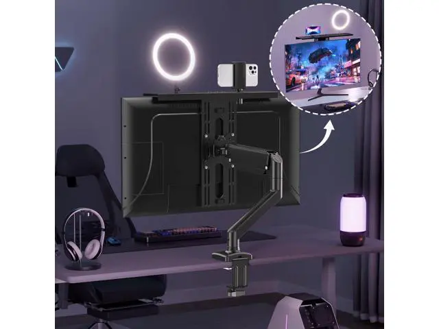 Alt view image 3 of 7 - DSLR Monitor Mount Hold up to 11 lbs, Monitor Top Shelf for Livestream Device, Camera Mount, Webcams, Microphones, Lighting and More, Fits VESA Mount 75/100mm, Height Adjustable