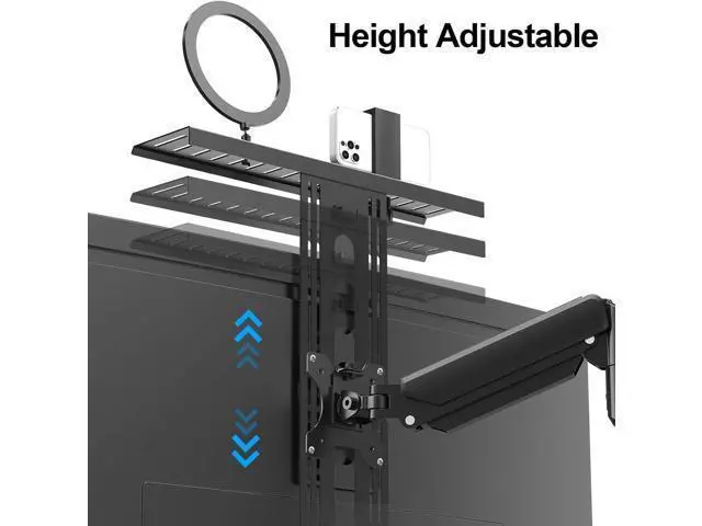 Alt view image 4 of 7 - DSLR Monitor Mount Hold up to 11 lbs, Monitor Top Shelf for Livestream Device, Camera Mount, Webcams, Microphones, Lighting and More, Fits VESA Mount 75/100mm, Height Adjustable
