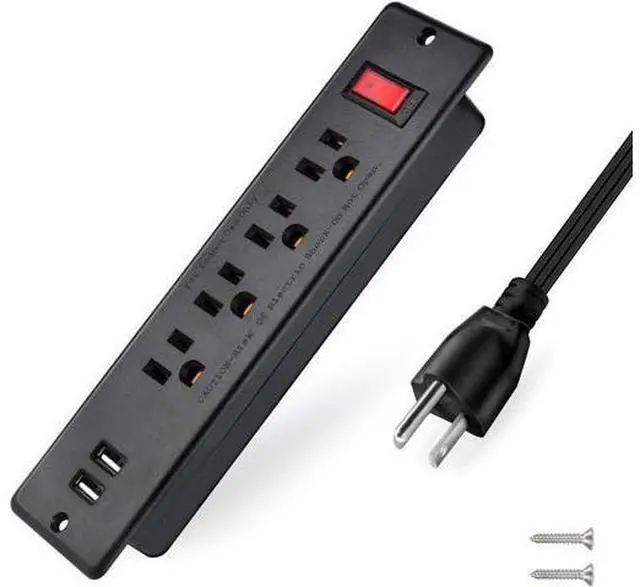 Main image of USB Power Strip Recessed Power Socket Mountable Outlet Extender Multiple Protection 4 Outlet 2 USB Built in Conference Desk Workbench