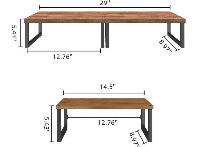Alt view image 3 of 7 - Simple Trending 2 Pack Monitor Stand Riser, Wood Desk Storage Organizer for Office Laptop, Computer, Antique Brown