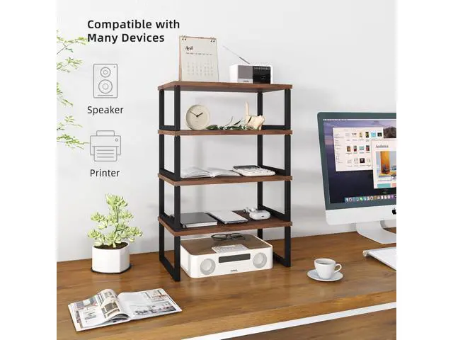 Alt view image 5 of 7 - Simple Trending 2 Pack Monitor Stand Riser, Wood Desk Storage Organizer for Office Laptop, Computer, Antique Brown