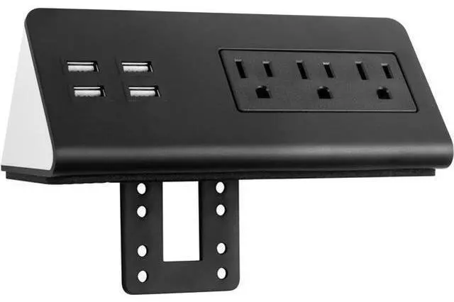 Main image of Desk Edge Mount Power Strips with USB Ports-UL Plug Outlets 1250 Joulets Surge Protector Tabletop Power Sockets for Nightstand/Home Office/Dormitory 4 USB Ports & 3AC Outlets