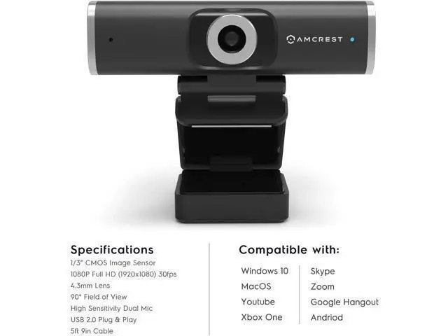 Alt view image 6 of 7 - Amcrest 1080P Webcam with Microphone for Desktop, Web Cam Computer Camera, Streaming HD USB Web Camera for Laptop & PC with Privacy Cover, Wide Angle Lens, Superior Low Light (AWC195-B)