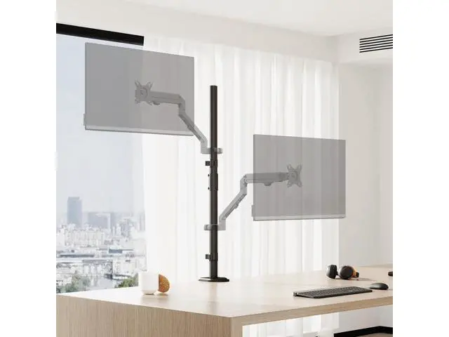 Alt view image 2 of 7 - Steel Extra Tall 2-Section Monitor Stand Pole - 31.6 inches Sturdy Center Pole Only for Monitor Arm Mounts, Adjustable Height, Compatible with C-Clamp & Grommet Bases,Black