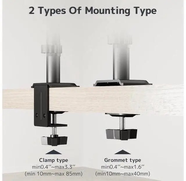 Alt view image 5 of 7 - Steel Extra Tall 2-Section Monitor Stand Pole - 31.6 inches Sturdy Center Pole Only for Monitor Arm Mounts, Adjustable Height, Compatible with C-Clamp & Grommet Bases,Black
