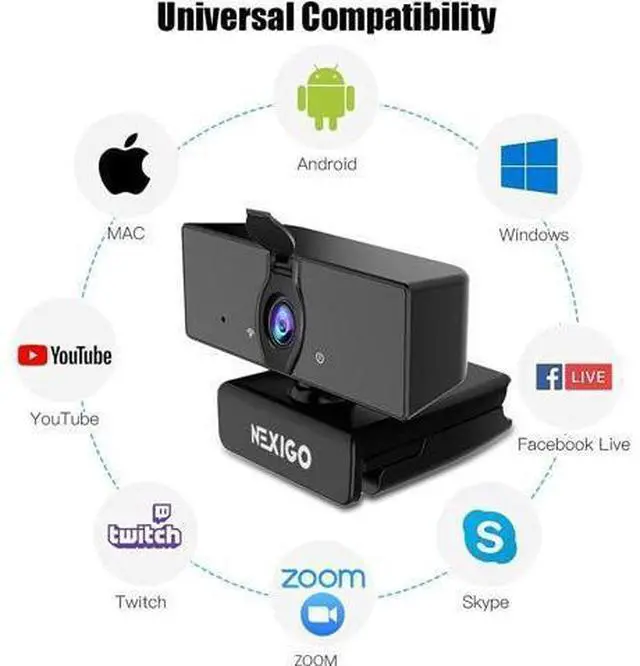 Alt view image 7 of 7 - NexiGo N660 1080P Business Webcam, Dual Microphone & Privacy Cover, USB FHD Web Computer Camera, Plug and Play, for Zoom/Skype/Teams/Webex, Laptop MAC PC Desktop