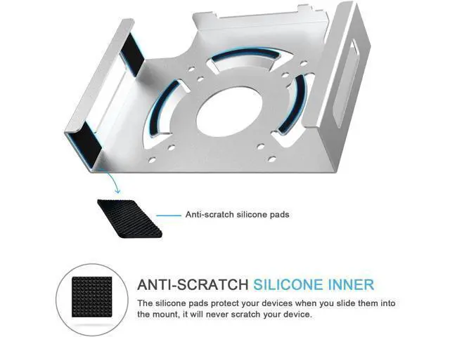 Alt view image 5 of 7 - IFCASE Mac Mini M2 Mount, Heat Dissipation Design Anti-Scratch Behind Monitor, Under Desk, Wall Mount Stand for Mac Mini 2011 to 2023 M2 Pro, Compatible with VESA Hole (Silver)