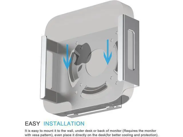 Alt view image 4 of 7 - IFCASE Mac Mini M2 Mount, Heat Dissipation Design Anti-Scratch Behind Monitor, Under Desk, Wall Mount Stand for Mac Mini 2011 to 2023 M2 Pro, Compatible with VESA Hole (Silver)